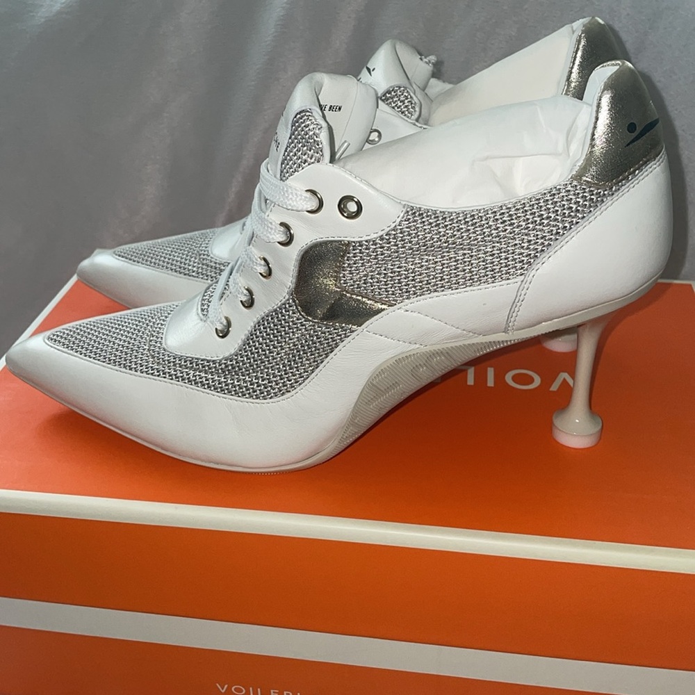 NWT VOILE BLANCHE COSMO SPORT Sneakers With Heel in White-Platinum - Picture 12 of 16